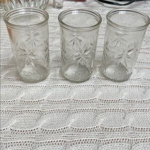 3 VTG Ball Jelly juice jar/glasses, 50th anniversary Ball 1933 to 1983 starburst